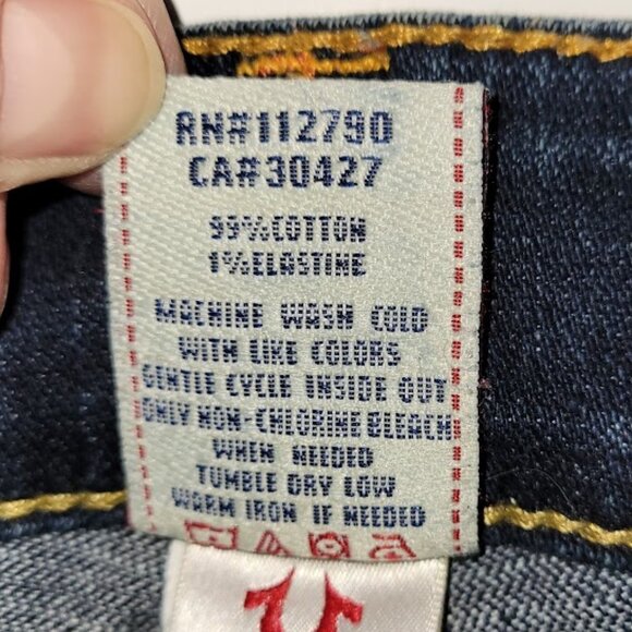 True Religion Skinny Jeans Dark Wash Horseshoe Stitch Pocket Women's Size 25 - Picture 10 of 11